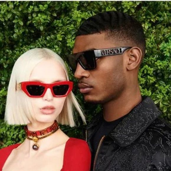 Versace VE4430U GB1/87 BRAND NEW Sunglasses Black Grey Frame Logo Square Unisex main image 12